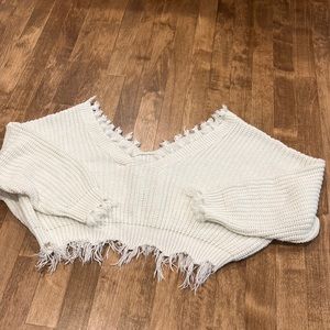 white knitted sweater